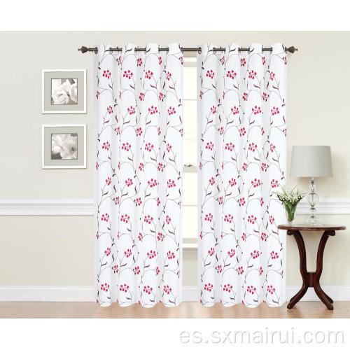Tela de cortina bordada poliéster con estampado de flores